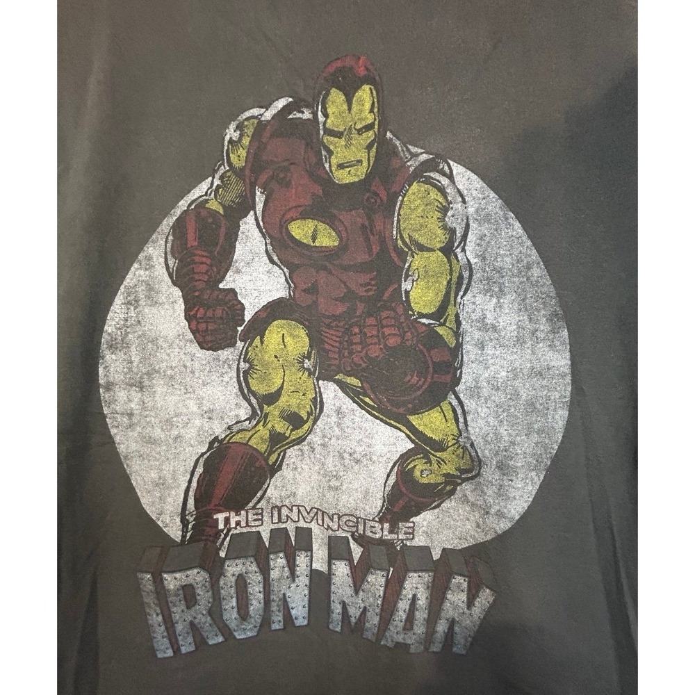 Vintage Y2k Marvel Iron Man Super Hero Graphic Grey T-Shirt Mens Size XL